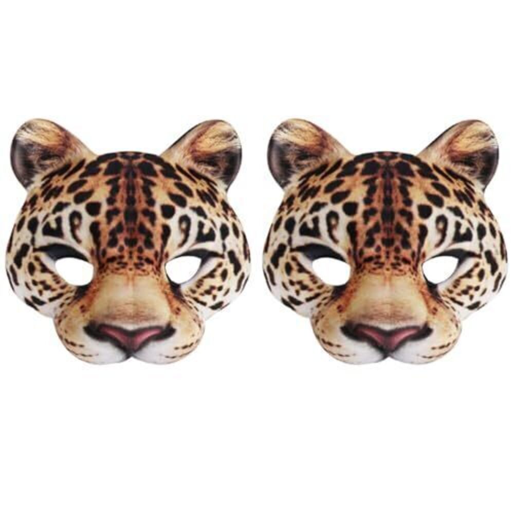 9370 2Pcs Funny Halloween Leopard Mask Half Face Leopard Mask for Halloween